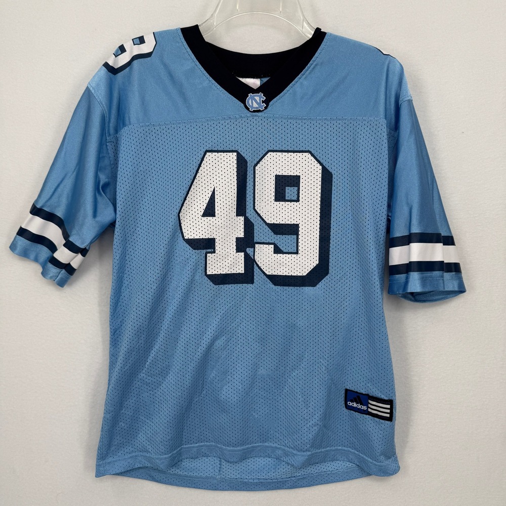 Adidas Football Jersey Boys 14/16 Blue UNC Tar Heels #49 Mesh NCAA Sportswear